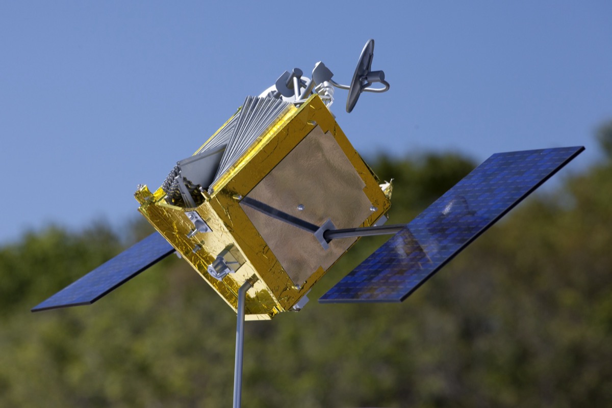 A OneWeb satellite stack ready for integration with the launch vehicle.